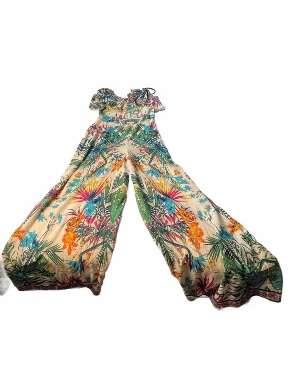 Flying Tomato Tropical Floral Wide Leg Jumpsuit Size Small